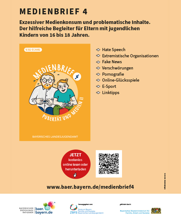 Detailansicht zu Flyer Medienbrief 4: Pubertät und Medien II - 16 bis 18 Jahre