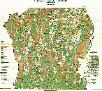 Produktbild 1 für den Artikel: Bodenschätzungs-Übersichtskarte 1:100 000 Regierungsbezirk Schwaben Blatt II