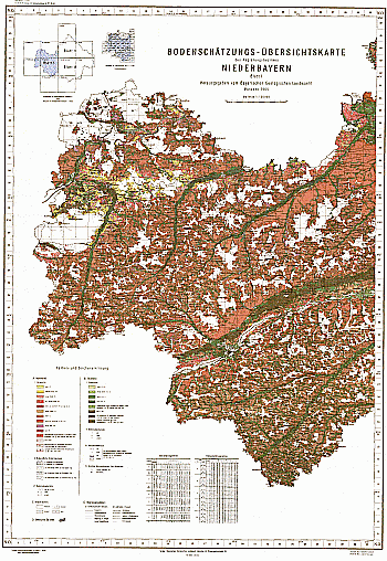 Produktbild 1 für den Artikel: Bodenschätzungs-Übersichtskarte 1:100 000 Regierungsbezirk Niederbayern Blatt I