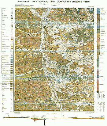 Produktbild 1 für den Artikel: Geologische Karte 1:50 000 Nürnberg-Fürth-Erlangen und Umgebung