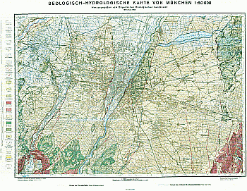 Produktbild 1 für den Artikel: Geologische Karte 1:50 000 München mit hydrologischem Deckblatt