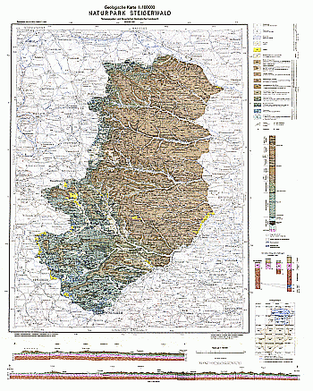 Produktbild 1 für den Artikel: Geologische Karte 1:100 000 Naturpark Steigerwald mit Kurzerläuterung auf der Kartenrückseite