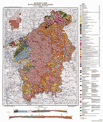 Produktbild 1 für den Artikel: Geologische Karte 1:100 000 Naturpark Spessart mit Kurzerläuterung auf der Kartenrückseite