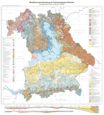 Produktbild 1 für den Artikel: Hydrogeologische Karte von Bayern 1:500 000 mit Erläuterungen