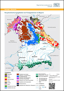 Hauptverbreitungsgebiete von Festgesteinen in Bayern