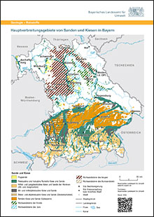 Hauptverbreitungsgebiete von Sanden und Kiesen in Bayern