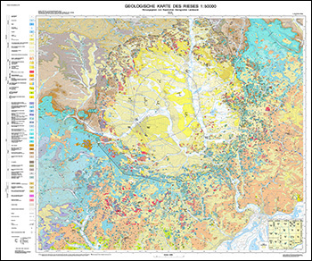 Produktbild 1 für den Artikel: Geologica Bavarica mit Geologischer Sonderkarte Band 104: Die Geologische Karte des Rieses 1:50 000 (2., überarbeitete Auflage) (a). Geologica Bavarica Varia (b).