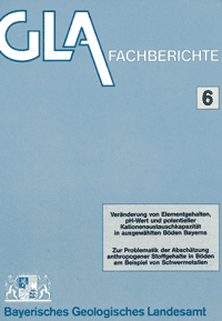 Produktbild 1 für den Artikel: Fachbericht 6: Veränderung von Elementgeh., pH-Wert und potentieller Kationenaustauschkapazität in ausgew. Böden Bayerns. Untersuch. an 203 Profilen 1964-1986. Zur Problematik der Abschätzung anthropogener Stoffgeh. in Böden am Beispiel von