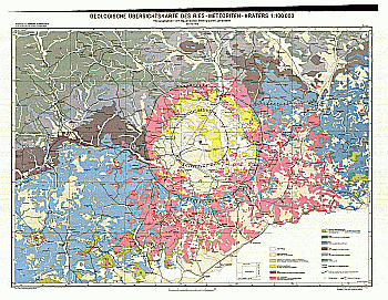 Produktbild 1 für den Artikel: Sonderband mit Geol. Übersichtskarte 1:100 000 Principal Exposures of the Ries Meteorite Crater in Southern Germany.