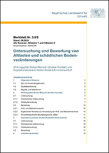 Untersuchung und Bewertung von Altlasten und schädlichen Bodenveränderungen - Merkblatt Nr. 3.8/8