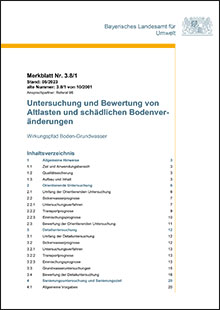 Untersuchung und Bewertung von Altlasten und schädlichen Bodenveränderungen - Wirkungspfad Boden-Grundwasser - Merkblatt Nr. 3.8/1