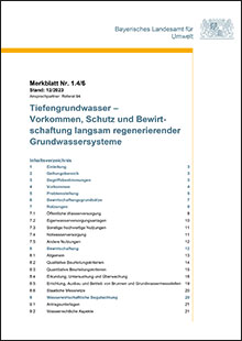 Tiefengrundwasser - Vorkommen, Schutz und Bewirtschaftung langsam regenerierender Grundwassersysteme - Merkblatt Nr. 1.4/6